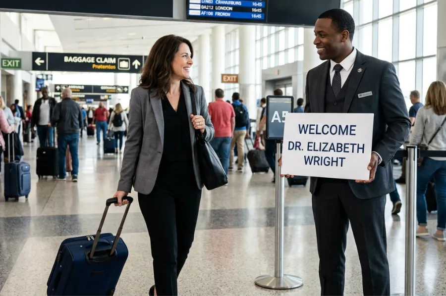 Black chauffeur sedan for airport travel